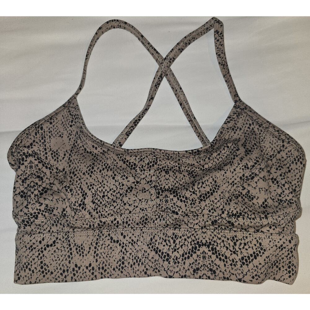 Varley Irena Sports Bra And Matching Century Leggings set In Tan Snake Both Sz S